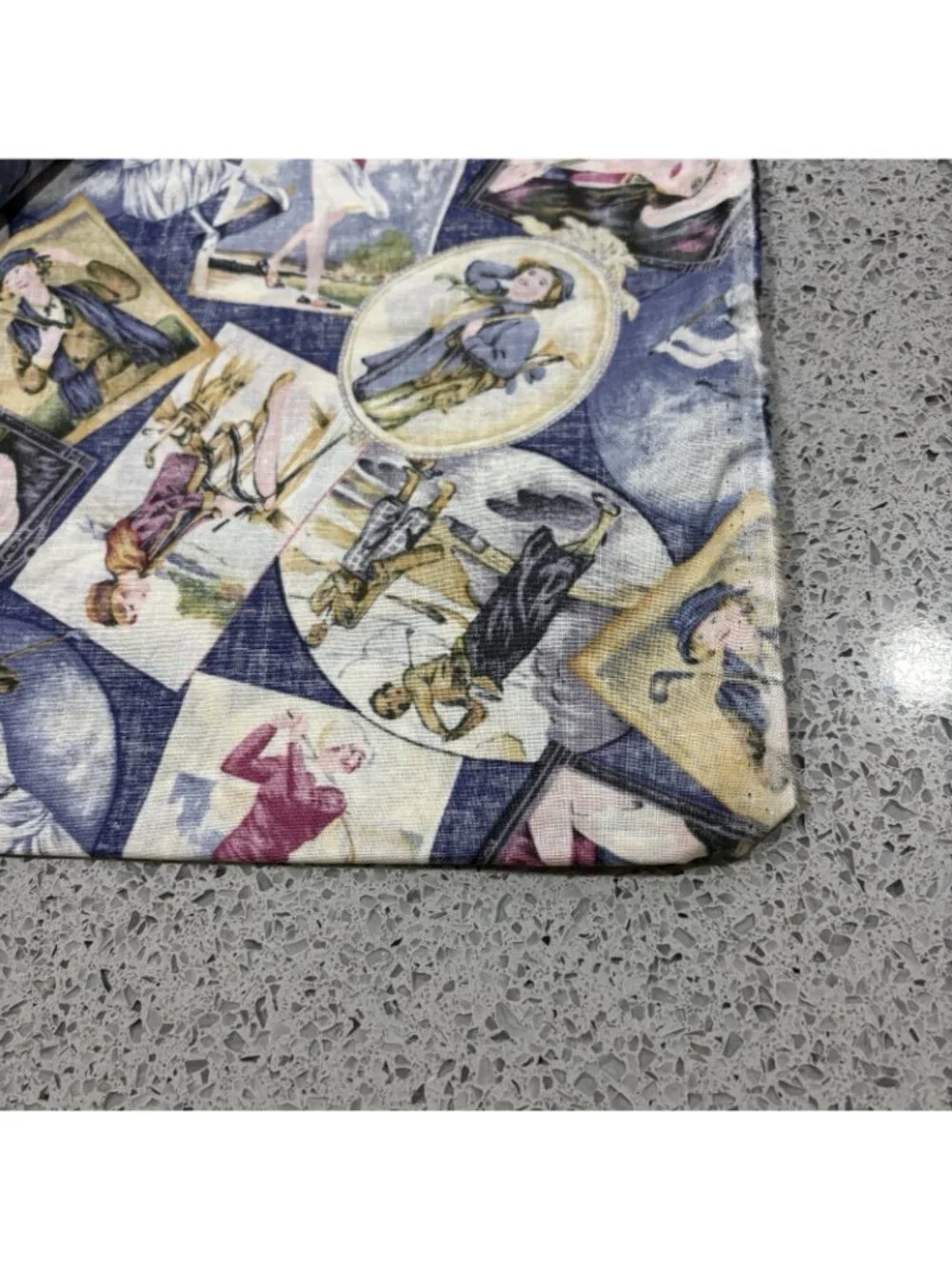 6 Yd X 44” Fabric Women Golf Flapper Vintage Blue Cotton Sewing Crafting Golfer